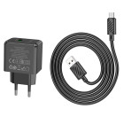 Зарядное устройство Hoco CS12A Ocean single port charger set Micro (QC3.0) [Black]