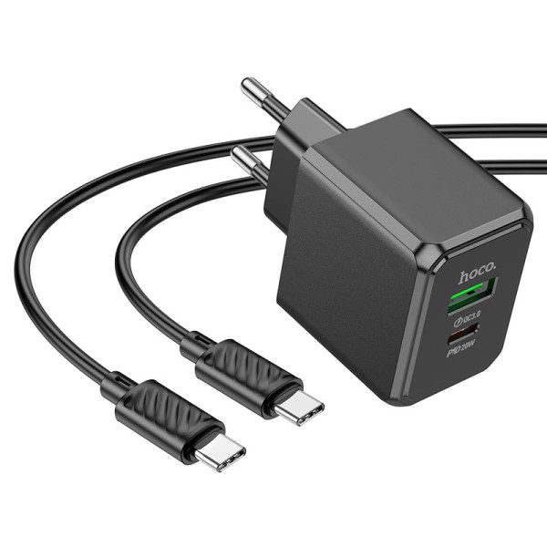 Incarcator de retea Hoco CS14A Ocean PD20W+QC3.0 charger set Type-C to Type-C [Black]