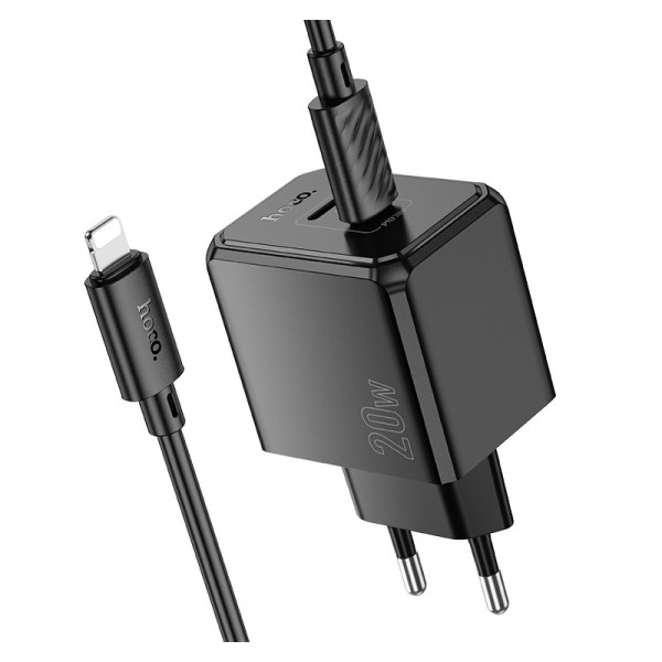 Incarcator de retea Hoco CS16A Wish PD20W(C+L) two-way charger set(C to iP) [Black]