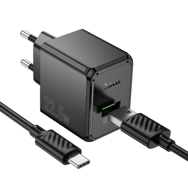 Incarcator de retea Hoco CS17A Wish single port 22.5W multi-protocol charger set(Type-C) [Black]