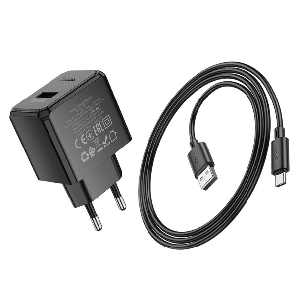 Incarcator de retea Hoco CS17A Wish single port 22.5W multi-protocol charger set(Type-C) [Black]