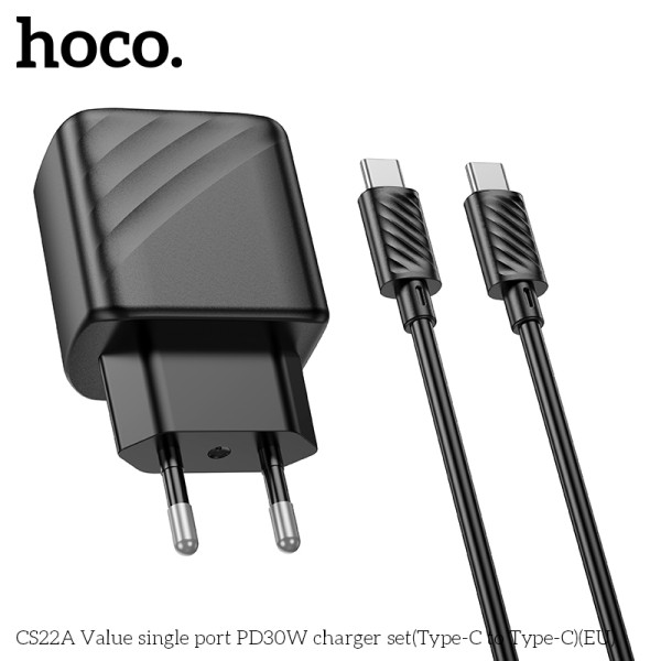 Incarcator de retea Hoco CS22A Value PD30W (Type-C to Type-C) [Black]