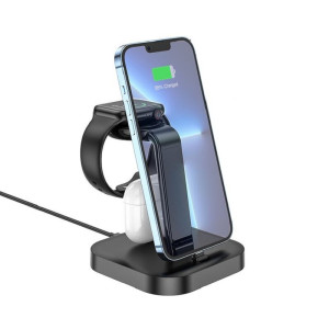 Incarcator Wireless Charger Hoco CW43 Graceful 3 in 1 [Black]