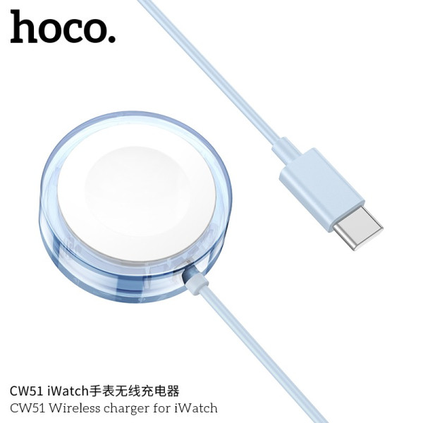 Беспроводная зарядка Hoco CW51 Apple Watch 1-8, SE/SE2, Ultra [Black]