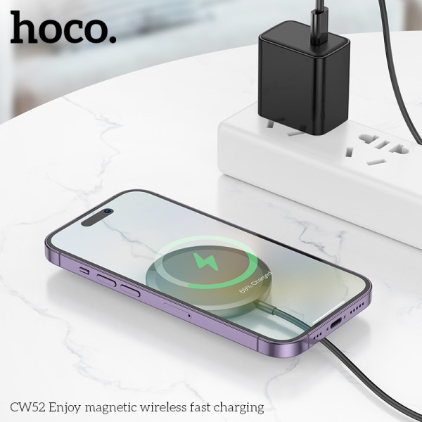 Incarcator wireless Hoco CW52 Enjoy magnetic [White]