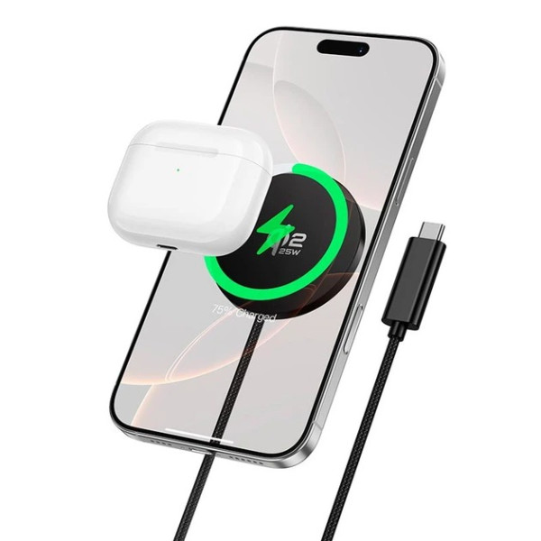 Беспроводная зарядка Hoco CW63 Pro Fast Qi2.2 magnetic wireless fast charger [Black]