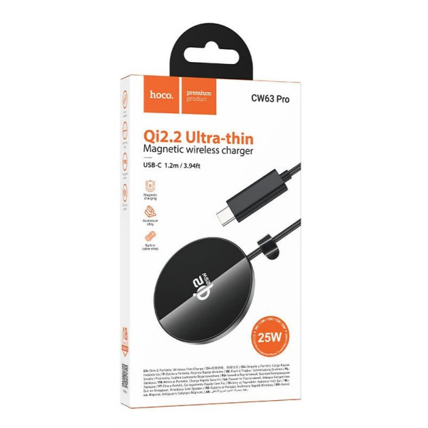 Беспроводная зарядка Hoco CW63 Pro Fast Qi2.2 magnetic wireless fast charger [Black]