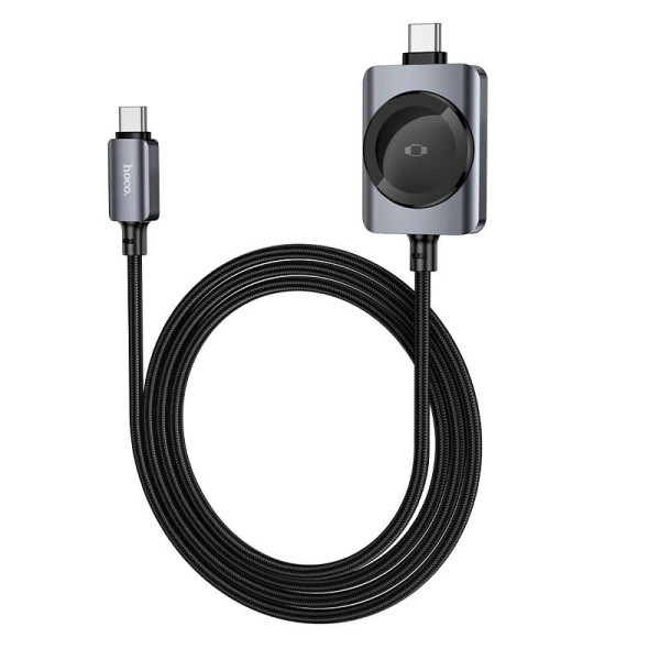 Беспроводная зарядка Hoco CW66 PD100W+iWatch 2-in-1 charging cable [Black]