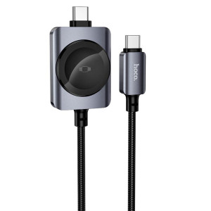 Беспроводная зарядка Hoco CW66 PD100W+iWatch 2-in-1 charging cable [Black]