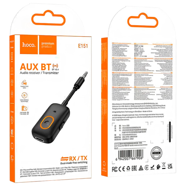 Adaptor Hoco E151 Graceful AUX BT audio receiver/transmitter [Black]