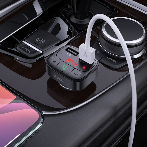 FM Modulator Hoco E59 Promise QC3.0 car BT FM transmitter [Black]