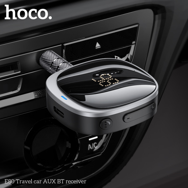 FM Modulator Hoco Hoco E80 Travel car AUX BT receiver [Silver]