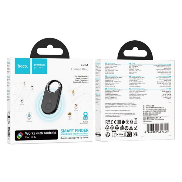 Dispozitiv anti-pierdere Hoco E98A Starry GOOG anti-lost device [Obsidian black]