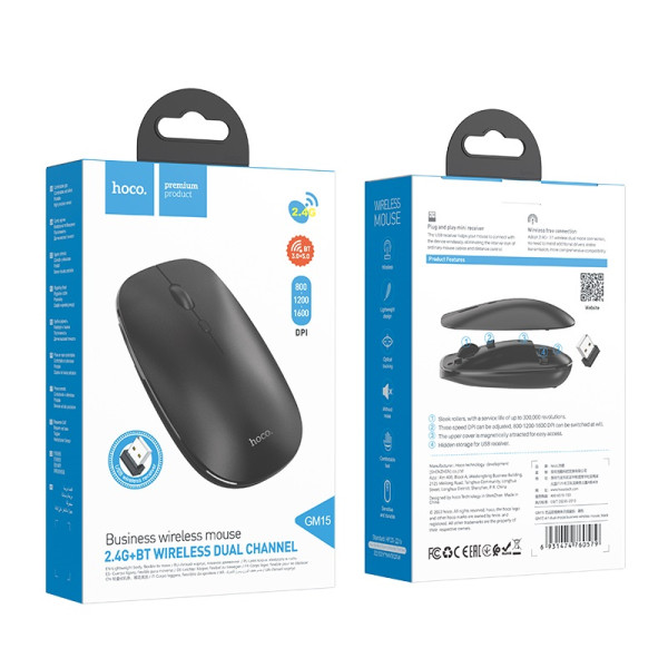 Mouse pentru laptop Hoco GM15 Art dual-mode [Black]