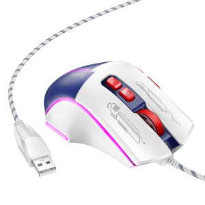 Мышь Hoco GM31 Overlord luminous gaming wired mouse [White Blue]