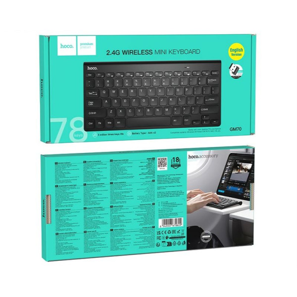 Tastatură wireles Hoco Hoco GM70 Dragon 2.4G wireless mini keyboard(russian version) [Black]