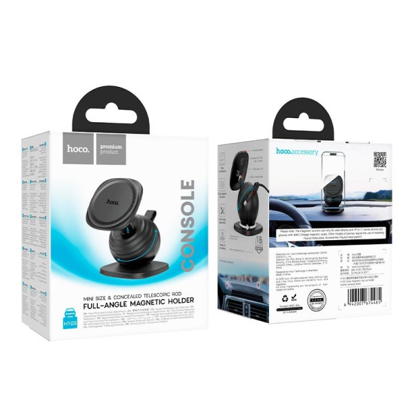 Suport auto Hoco H103 Daisy magnetic ring car holder(center console) [Black]