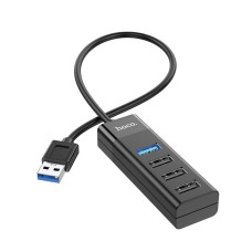Adaptor Hoco HB25 Easy mix 4 in 1 (USB to USB3.0+USB2.0 X3) [Black]