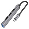 Адаптер Hoco HB26 4in1 Type-C to USB3.0+USB2.0*3 [Metal-Gray]