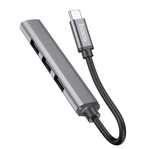 Адаптер Hoco HB26 4in1 Type-C to USB3.0+USB2.0*3 [Metal-Gray]