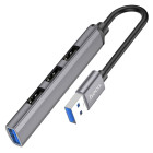 Adapter Hoco HB26 4in1 USB3.0+USB2.0*3 [Metal-Gray]