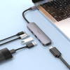 Адаптер Hoco HB27 Type-C multi-function converter(HDTV+USB3.0+USB2.0*2+PD) [Metal Gray]