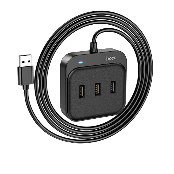 Адаптер Hoco HB31 Easy 4 in 1  (USB to USB2.0 X4) (1.2 M) [Black]