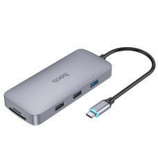 Адаптер Hoco HB33 Easy Type-C 10 in 1 converter [Metal-Gray]