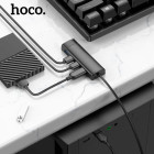 Adaptor Hoco HB41 Easy safety 4-in-1 (USB to USB2.0*4) (L=1.2M) [Black]