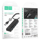 Adaptor Hoco HB41 Easy safety 4-in-1 (USB to USB2.0*4) (L=1.2M) [Black]