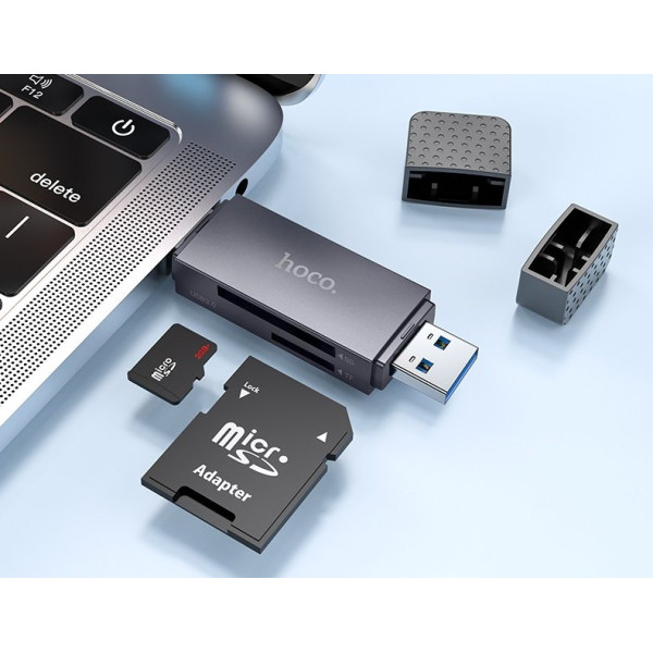 Адаптер Hoco HB45 Spirit 2-in-1 USB/Type-C 3.0 card reader [Gray]