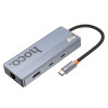 Adaptor Hoco HB52 Wow 8-in-1 multi-function converter(HDTV+RJ45+SD/TF+PD+TypeC3.0+USB3.0*2) [Deep Space Gray]