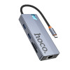 Adaptor Hoco HB52 Wow 8-in-1 multi-function converter(HDTV+RJ45+SD/TF+PD+TypeC3.0+USB3.0*2) [Deep Space Gray]