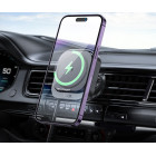 Suport auto Hoco HW23 magnetic wireless fast charging car holder [Black]