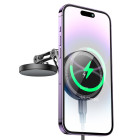 Suport auto Hoco HW26 Jacques metal magnetic wireless fast charging [Black-Metal-Gray]