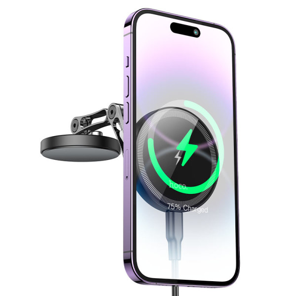 Suport auto Hoco HW26 Jacques metal magnetic wireless fast charging [Black-Metal-Gray]