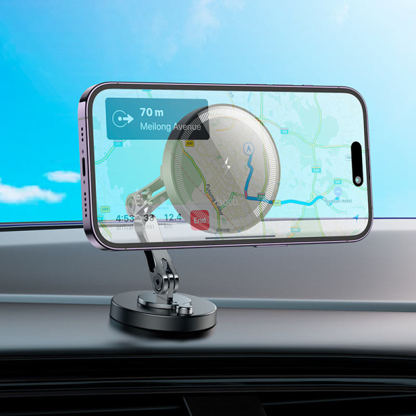 Suport auto Hoco HW26 Jacques metal magnetic wireless fast charging [Black-Metal-Gray]