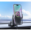Авто держатель Hoco HW27 Traveler infrared RGB wireless fast charging car holder(center console) [Black Metal Gray]
