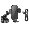 Suport auto Hoco HW5 wireless fast charging car holder [Black]