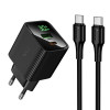 Incarcator de retea Hoco CS84A Excellent PD30W+QC3.0 charger with digital display set(C to C)(EU) [Black]