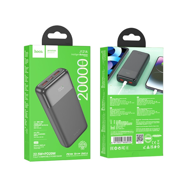 Power Bank Hoco J121A Fast 22.5W+PD20W fully compatible with digital display (20000mAh) [Black]