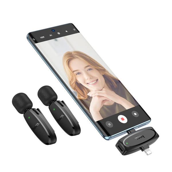 Беспроводной микрофон Hoco L15 Dual-mic (iP/Type-C) [Black]