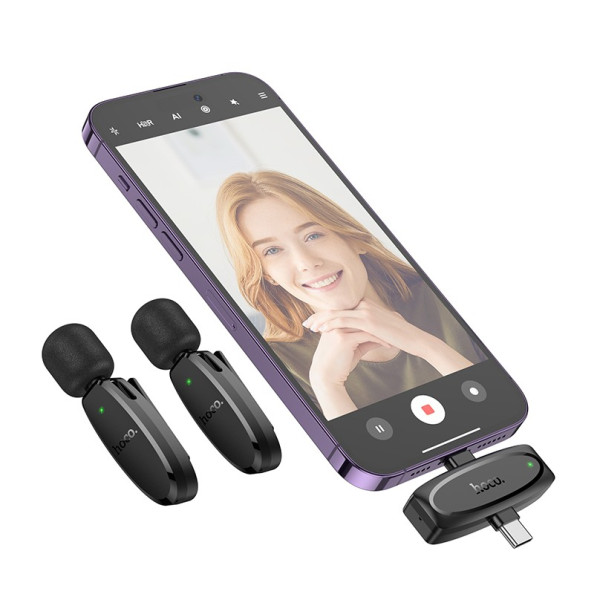 Беспроводной микрофон Hoco L15 Dual-mic (iP/Type-C) [Black]