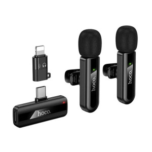 Microfon wireless Hoco L20A Fair dual-mic wireless microphone(iP/Type-C) [Black]