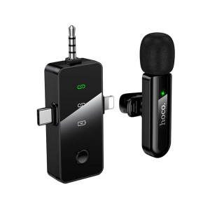 Microfon wireless Hoco L20B Fair wireless microphone(iP/Type-C/3.5) [Black]