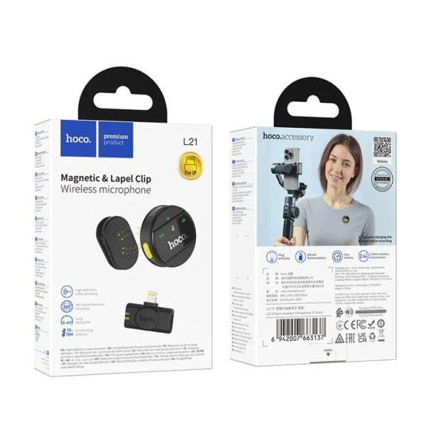 Microfon wireless Hoco L21 Charm wireless microphone iP [Black]