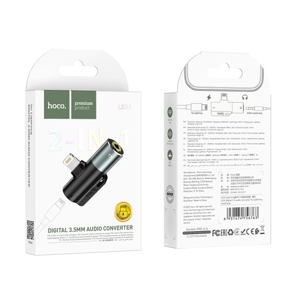 Adapte Hoco LS32 digital 3.5 audio converter for iP [metal gray]