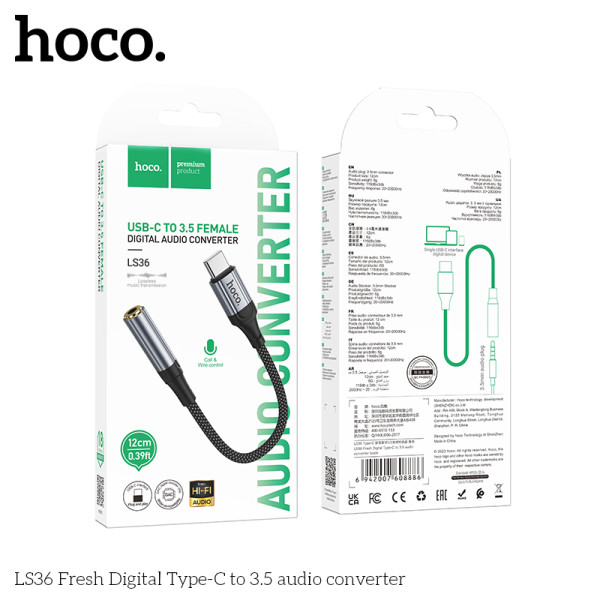 Адаптер Hoco LS36 Fresh Digital Type-C to 3.5 audio [Black]
