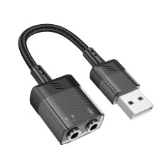 Адаптер Hoco LS37 Spirit 2-in-1 USB to 3.5mm [Black]