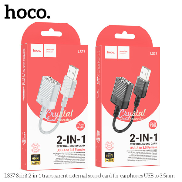 Адаптер Hoco LS37 Spirit 2-in-1 USB to 3.5mm [Black]
